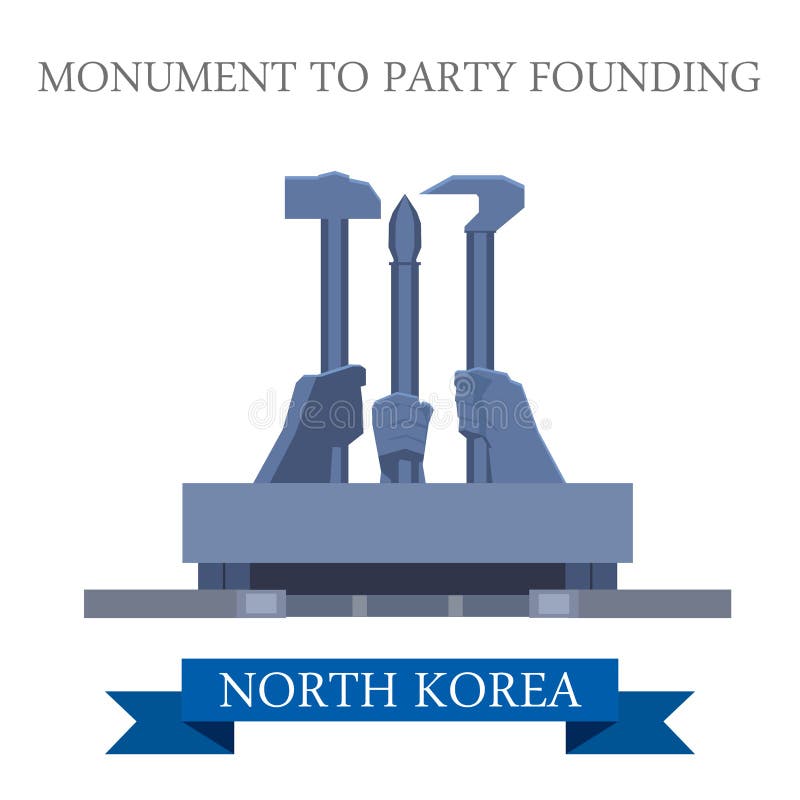 Monumento per fare festa il punto di riferimento fondante di vettore di Pyongyang Corea del Nord royalty illustrazione gratis