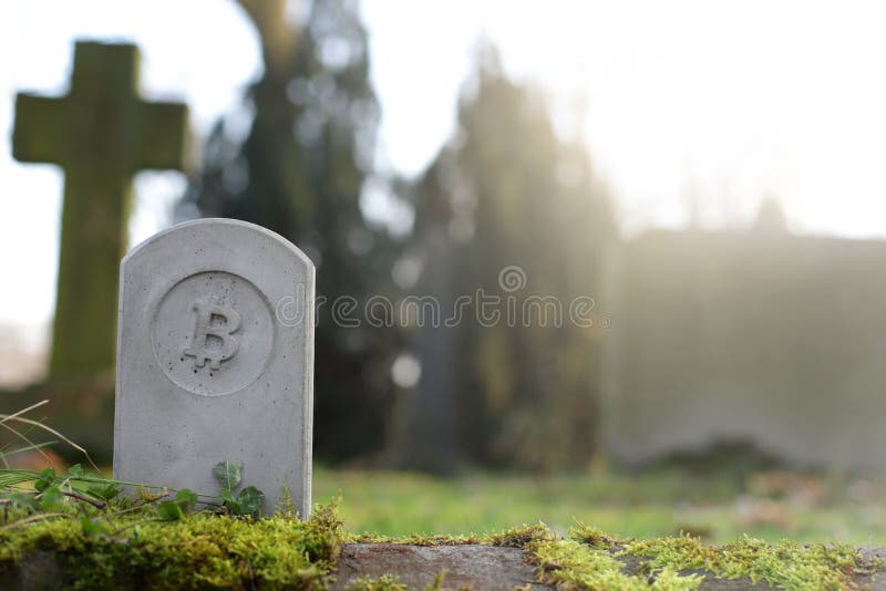 monumento/piedra sepulcral de piedra con símbolo del bitcoin en concepto económico/financiero del cementery - imagen de archivo libre de regalías monumento/piedra sepulcral de piedra con símbolo del bitcoin en concepto económico/financiero del cementery - imagen de archivo libre de regalías
