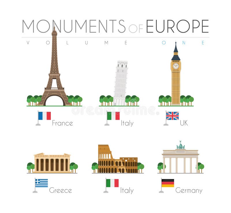 Monumentos De Europa En El Volumen 1 Del Estilo De Dibujos Animados.  Ilustración Vectorial Ilustración del Vector - Ilustración de reloj,  italia: 221932970