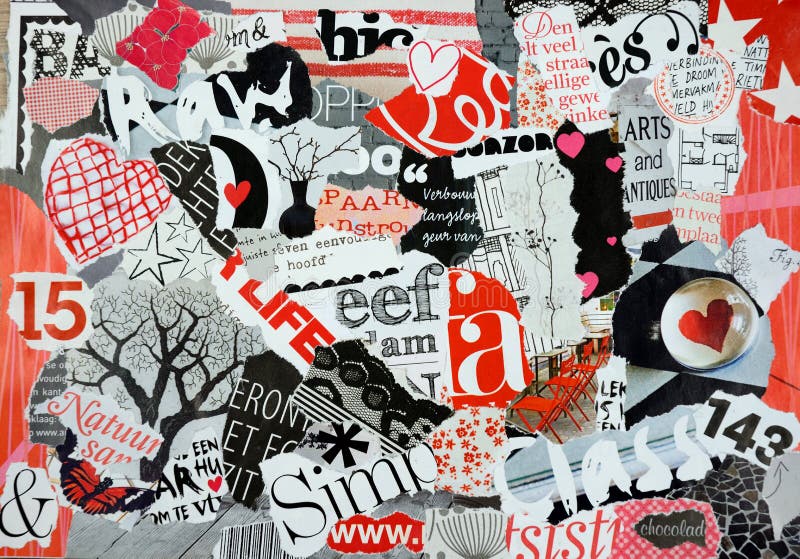 Mood Board Of Pieces Magazines In Red White And Black Stock Image ... Mood Board Of Pieces Magazines In Red White And Black Stock Image ...