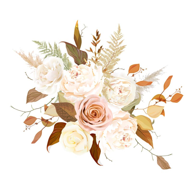 Moody boho chic bröllopsvektor buquet royaltyfri illustrationer