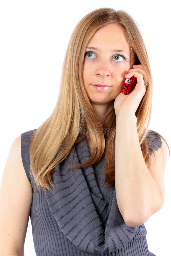 Mooi blond meisje dat op celtelefoon spreekt royalty-vrije stock foto's Mooi blond meisje dat op celtelefoon spreekt royalty-vrije stock foto's