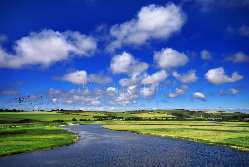 Prachtig lentelandschap stock foto's