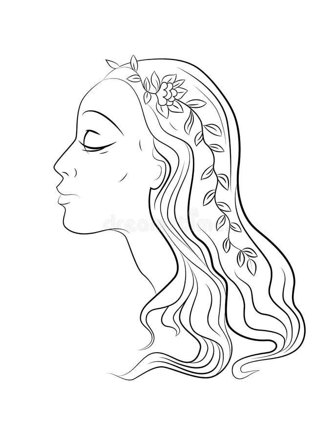 Mooi grafisch meisje met bloemen in de haren vector illustratie Mooi grafisch meisje met bloemen in de haren vector illustratie