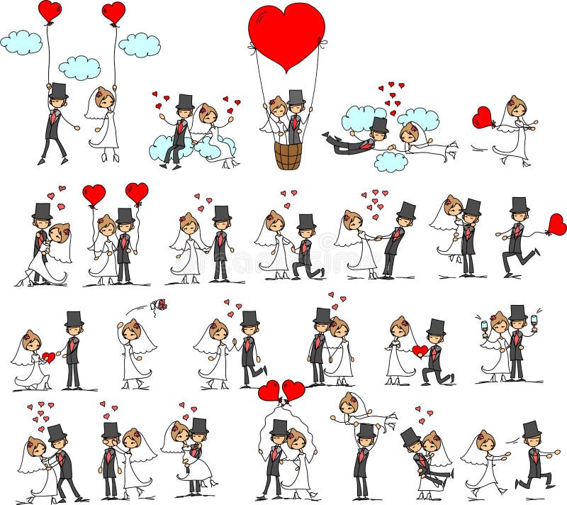 Mooi huwelijk de bruid en de bruidegom stock illustratie Mooi huwelijk de bruid en de bruidegom stock illustratie