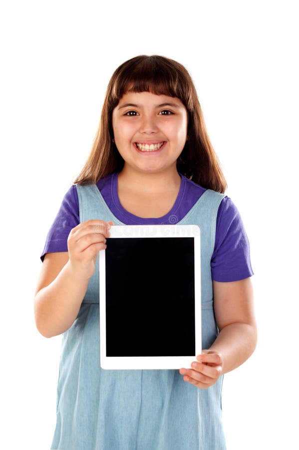 Mooi kind met een tablet stock foto's Mooi kind met een tablet stock foto's