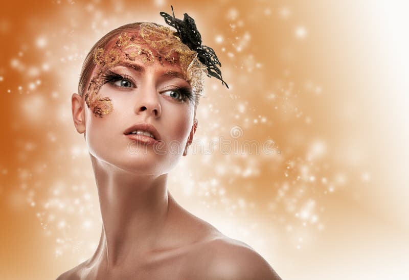 Mooi meisje De creatieve Make-up van de Manier stock afbeeldingen Mooi meisje De creatieve Make-up van de Manier stock afbeeldingen