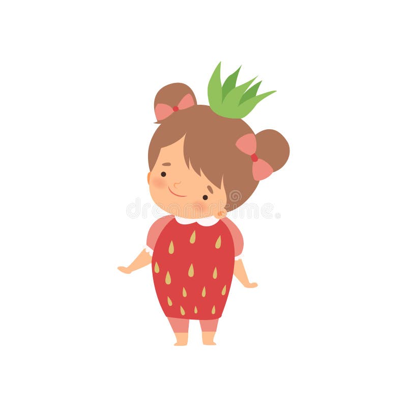 Mooi Meisje die Aardbeikostuum, het Aanbiddelijke Karakter van het Jong geitjebeeldverhaal in Carnaval-Kleren Vectorillustratie d stock illustratie Mooi Meisje die Aardbeikostuum, het Aanbiddelijke Karakter van het Jong geitjebeeldverhaal in Carnaval-Kleren Vectorillustratie d stock illustratie