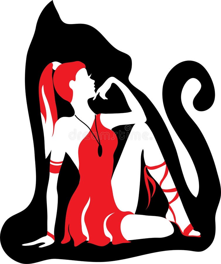 Mooi meisje zoals een kat Wild vrouwenconcept Modieuze vectorsilhouetillustratie vector illustratie Mooi meisje zoals een kat Wild vrouwenconcept Modieuze vectorsilhouetillustratie vector illustratie