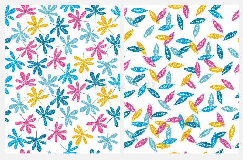 Mooi Naadloos Vectorpatroon met Veelkleurige Abstracte Tropische die Bladeren op een Witte Achtergrond wordt geïsoleerd stock illustratie Mooi Naadloos Vectorpatroon met Veelkleurige Abstracte Tropische die Bladeren op een Witte Achtergrond wordt geïsoleerd stock illustratie