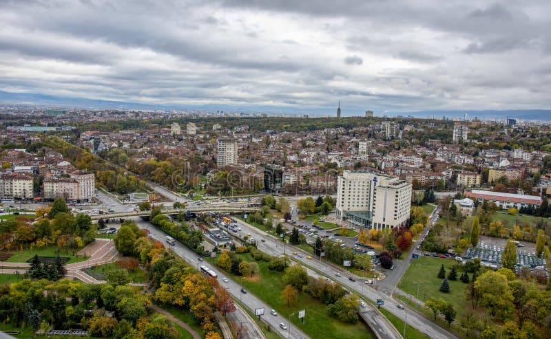 Mooi panorama over cityscape van Sofia, Bulgarije, Europa stock foto Mooi panorama over cityscape van Sofia, Bulgarije, Europa stock foto