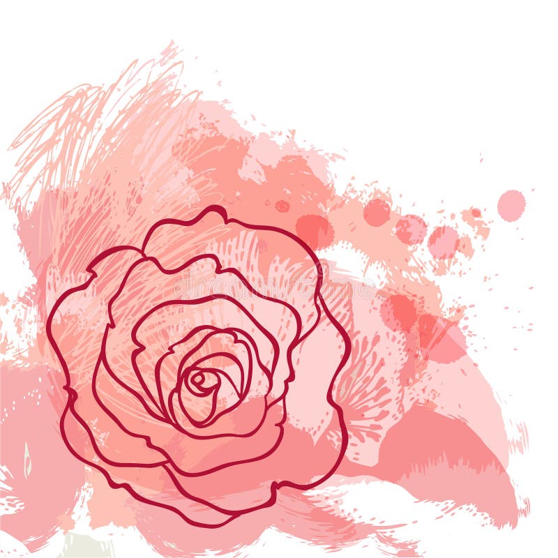 Mooi rozenboeket die op beige grungeachtergrond trekken Hand stock illustratie Mooi rozenboeket die op beige grungeachtergrond trekken Hand stock illustratie