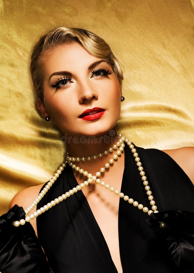 Charmant retroportret van een vrouw royalty-vrije stock foto's