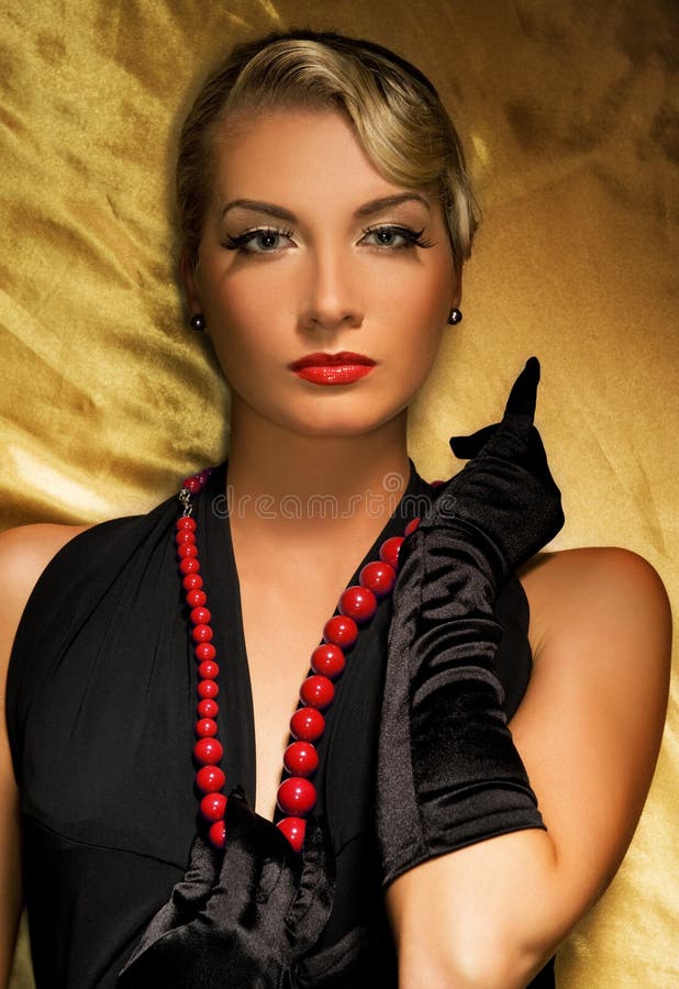 Charmant retroportret van een vrouw royalty-vrije stock afbeelding