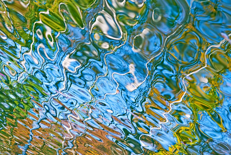 Beautiful abstract water reflection in blue, yellow and green colors. Beautiful abstract water reflection in blue, yellow and green colors