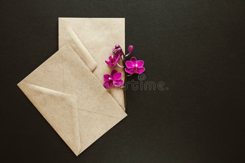 Mooie bloemen in een postenvelop stock afbeeldingen Mooie bloemen in een postenvelop stock afbeeldingen