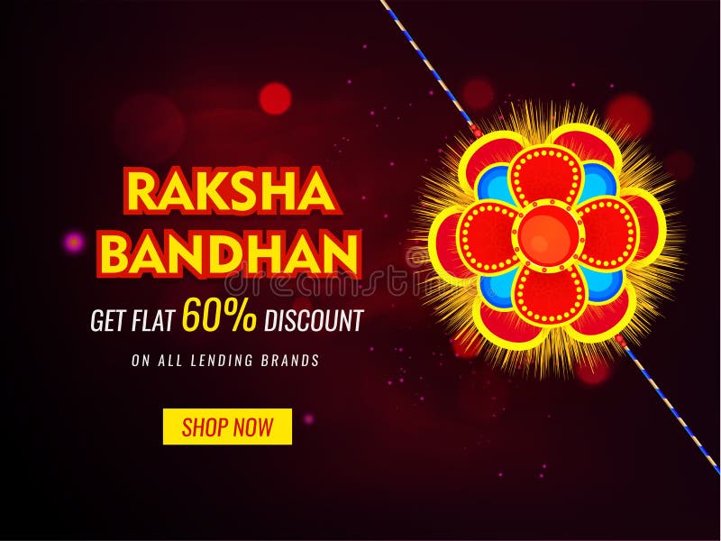 Mooie bloemenrakhi op de bruine achtergrond van de bokehverlichting voor Raksha Bandhan vector illustratie Mooie bloemenrakhi op de bruine achtergrond van de bokehverlichting voor Raksha Bandhan vector illustratie