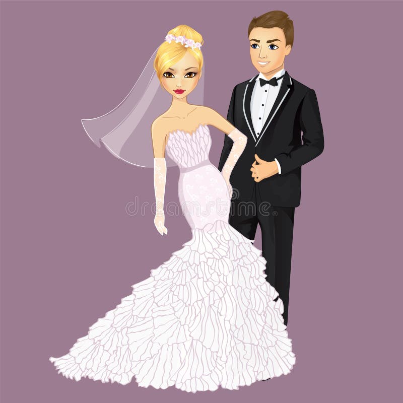 Prachtige Bruid en Bruidegom royalty-vrije illustratie