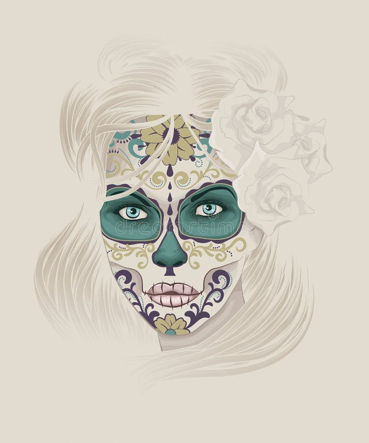 Mooie Calavera Catrina of de Dame van de Schedel van de Suiker stock illustratie Mooie Calavera Catrina of de Dame van de Schedel van de Suiker stock illustratie