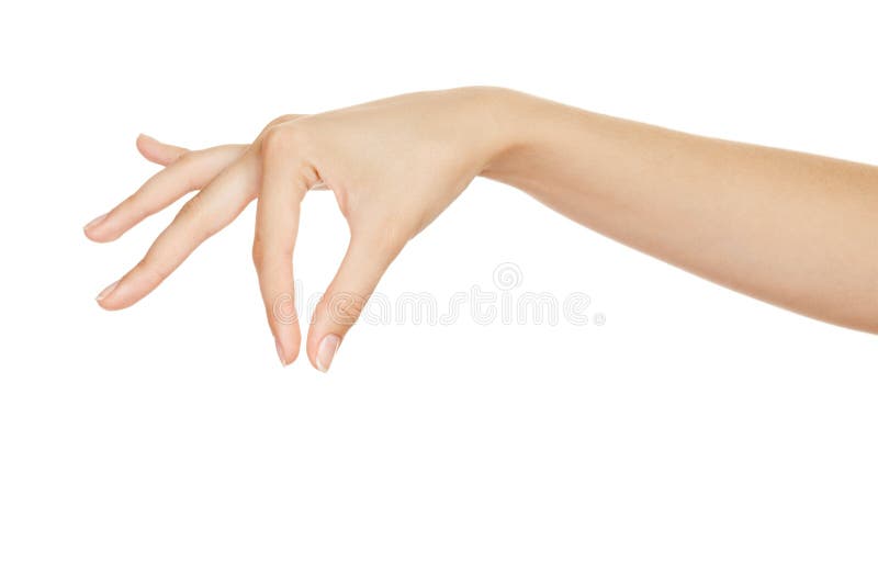 Mooie vrouwenhand houdt objecten vast royalty-vrije stock afbeelding