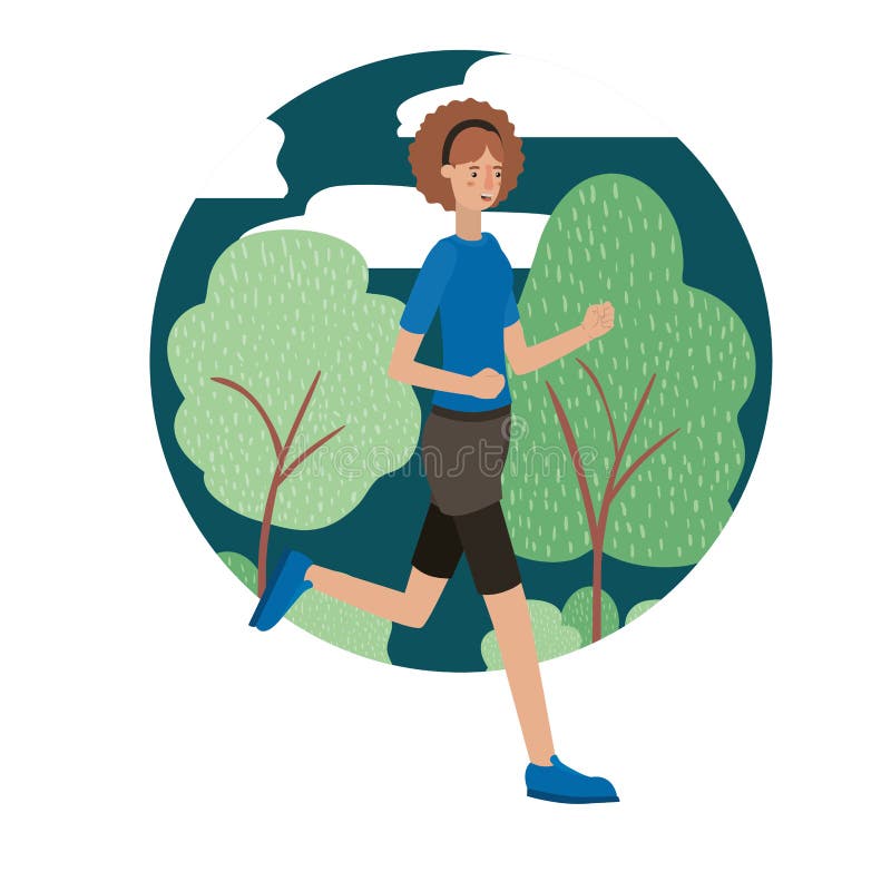 Mooie en jonge vrouw die op het park lopen royalty-vrije illustratie