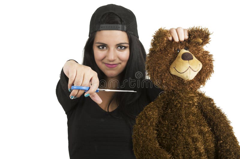 Mooie jonge donkerbruine klaar om teddybeer te snijden royalty-vrije stock foto Mooie jonge donkerbruine klaar om teddybeer te snijden royalty-vrije stock foto