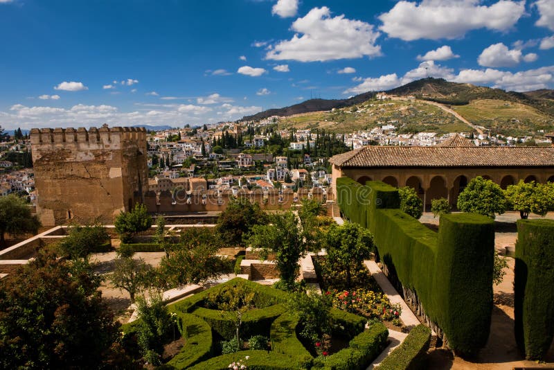 Prachtig uitzicht vanaf het Alhambra-paleis in Granada stock foto