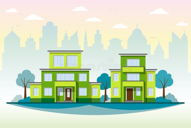 Mooie moderne huizen stock illustratie