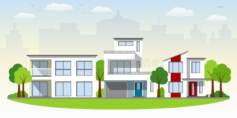 Mooie moderne huizen royalty-vrije illustratie