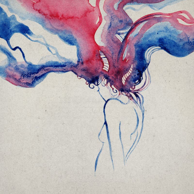 Mooie moderne vrouw tekenen stock illustratie