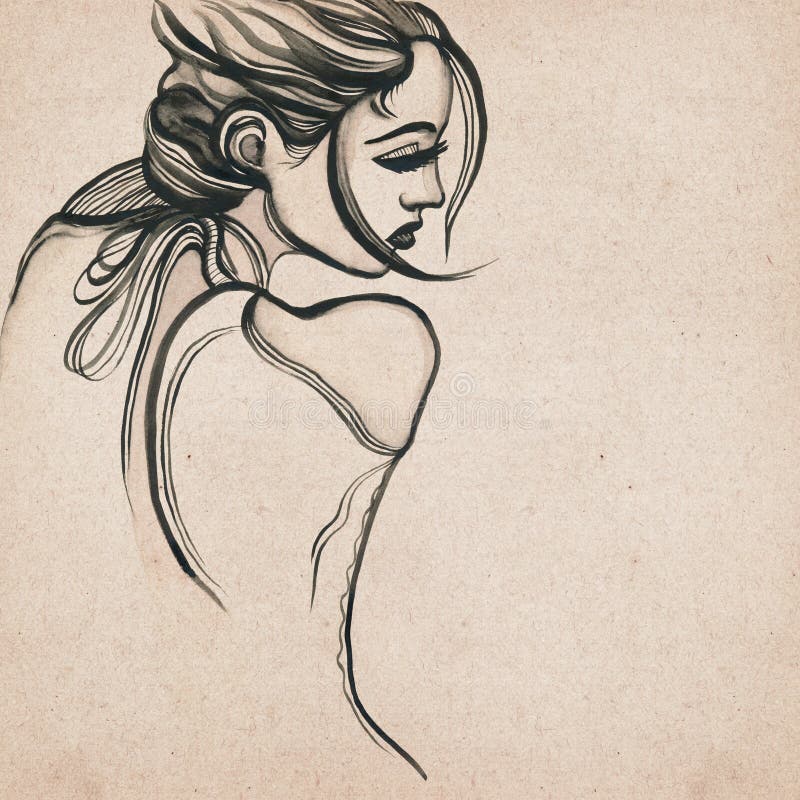 Mooie moderne vrouw tekenen vector illustratie