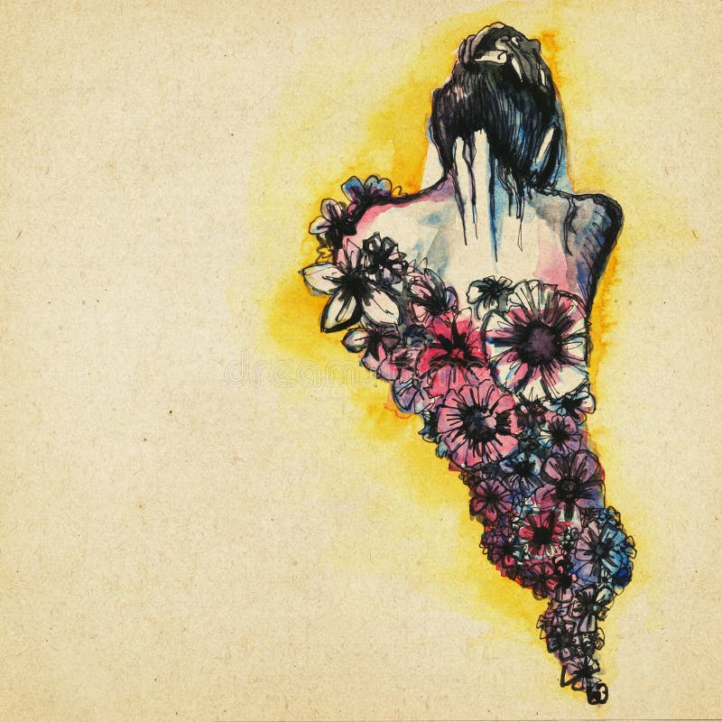 Mooie moderne vrouw tekenen royalty-vrije illustratie