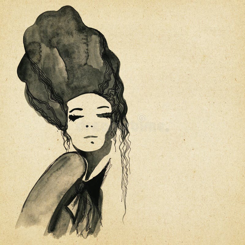 Mooie moderne vrouwtekening royalty-vrije illustratie