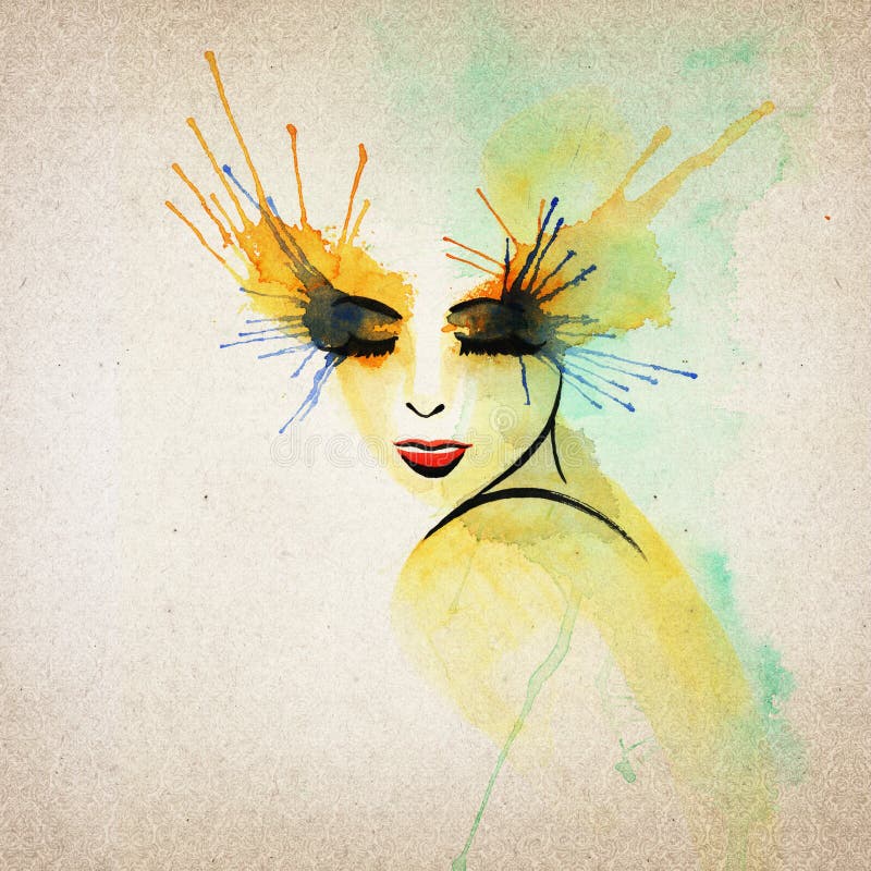 Mooie moderne vrouw tekenen stock illustratie