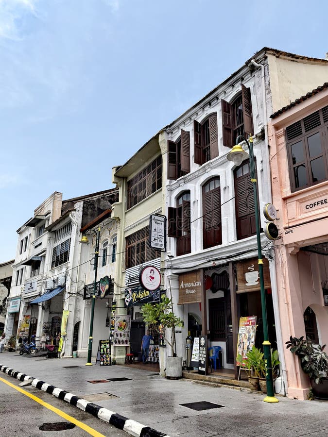 Mooie oude winkels en winkels in Georgetown Maleisië. royalty-vrije stock afbeeldingen