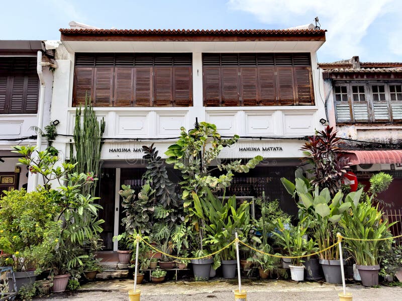 Mooie oude winkels en winkels in Georgetown Maleisië. stock foto