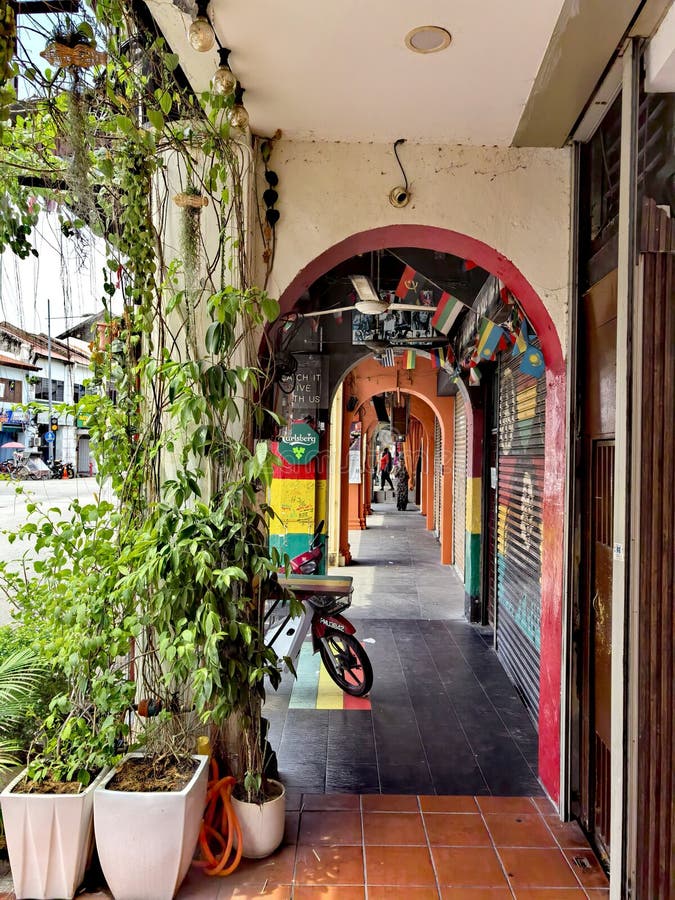 Mooie oude winkels en winkels in Georgetown Maleisië. royalty-vrije stock fotografie