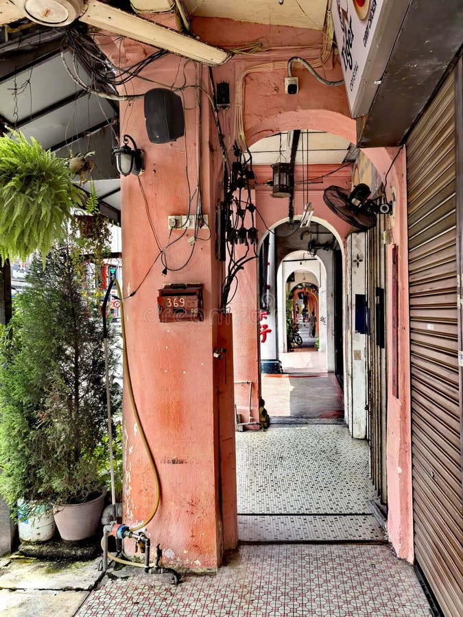 Mooie oude winkels en winkels in Georgetown Maleisië. royalty-vrije stock foto's