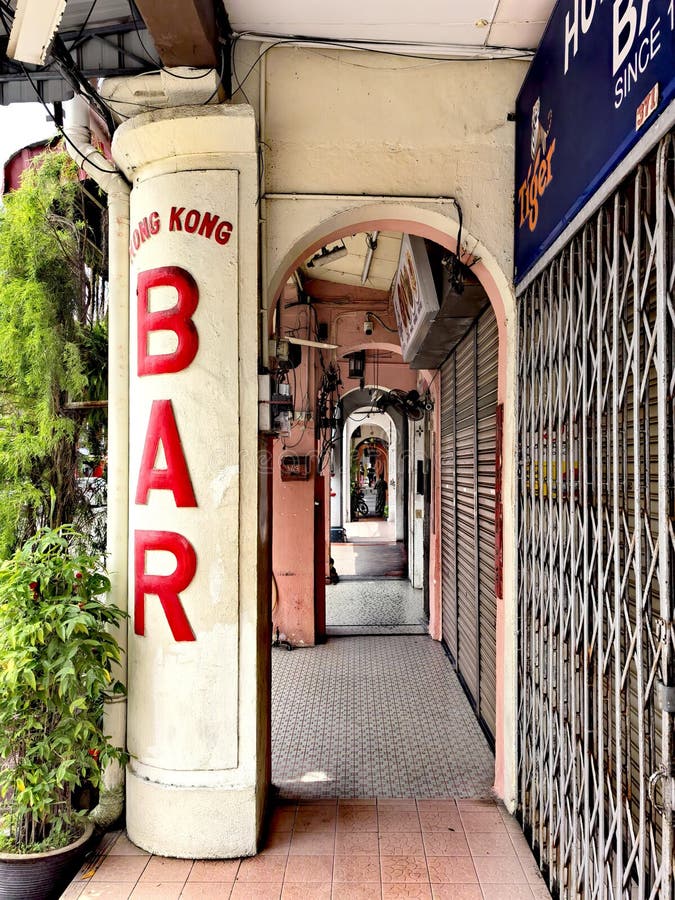 Mooie oude winkels en winkels in Georgetown Maleisië. stock afbeeldingen