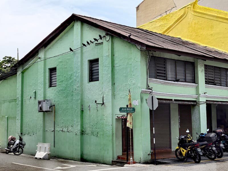 Mooie oude winkels en winkels in Georgetown Maleisië. stock foto's