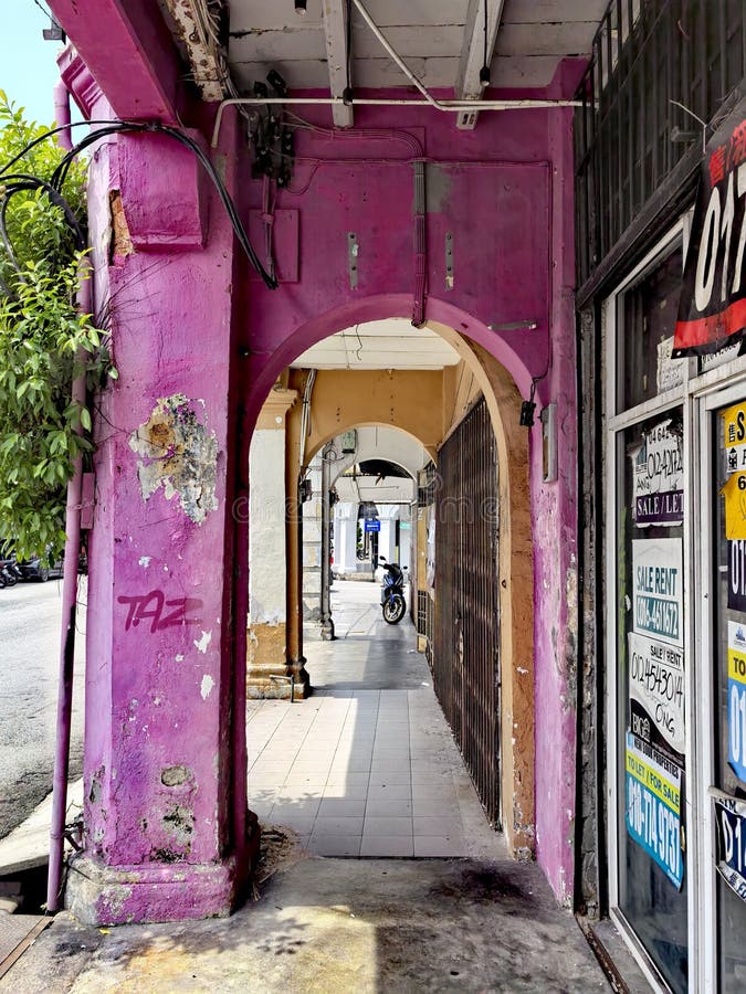 Mooie oude winkels en winkels in Georgetown Maleisië. stock foto