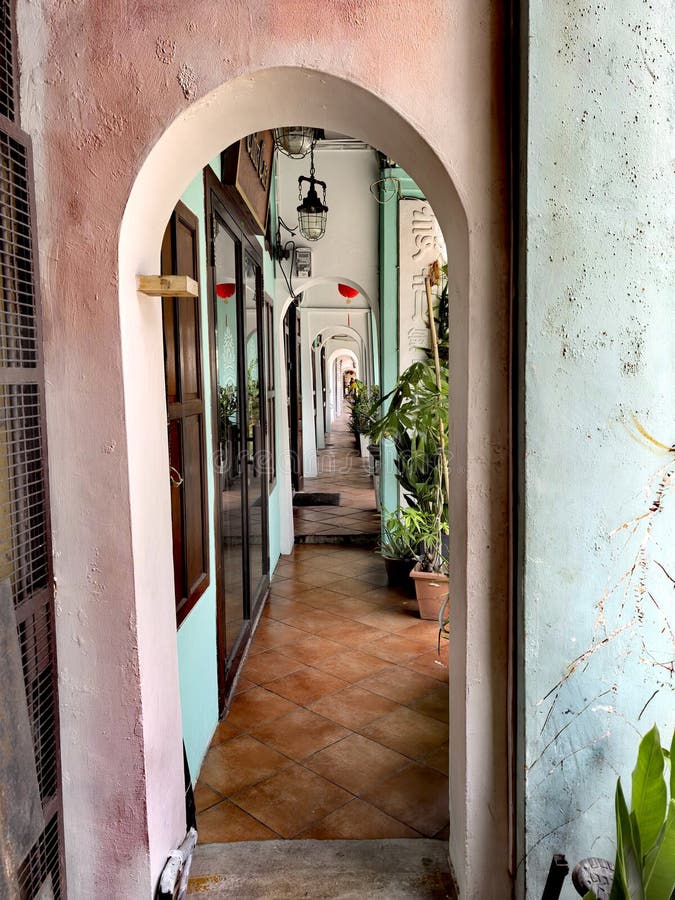 Mooie oude winkels en winkels in Georgetown Maleisië. stock afbeelding