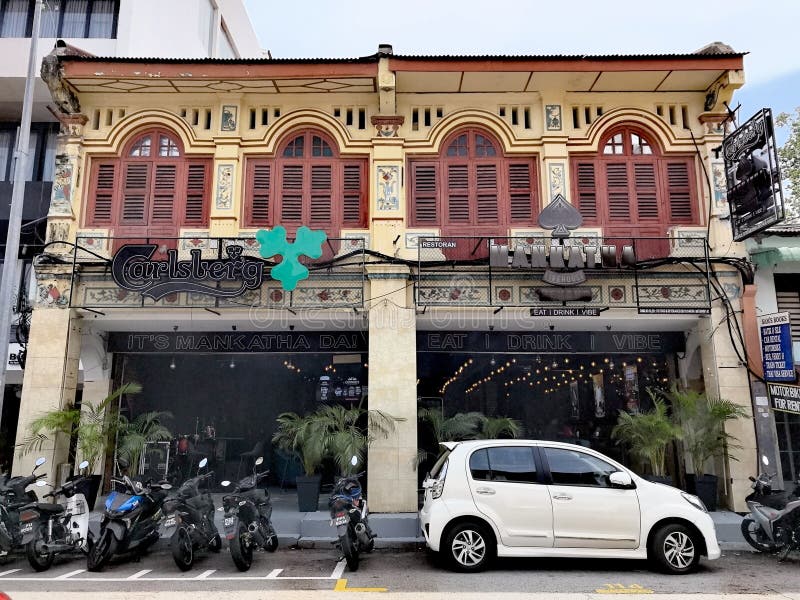Mooie oude winkels en winkels in Georgetown Maleisië. stock foto
