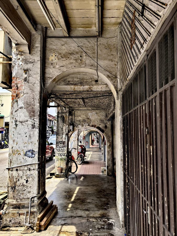 Mooie oude winkels en winkels in Georgetown Maleisië. stock foto