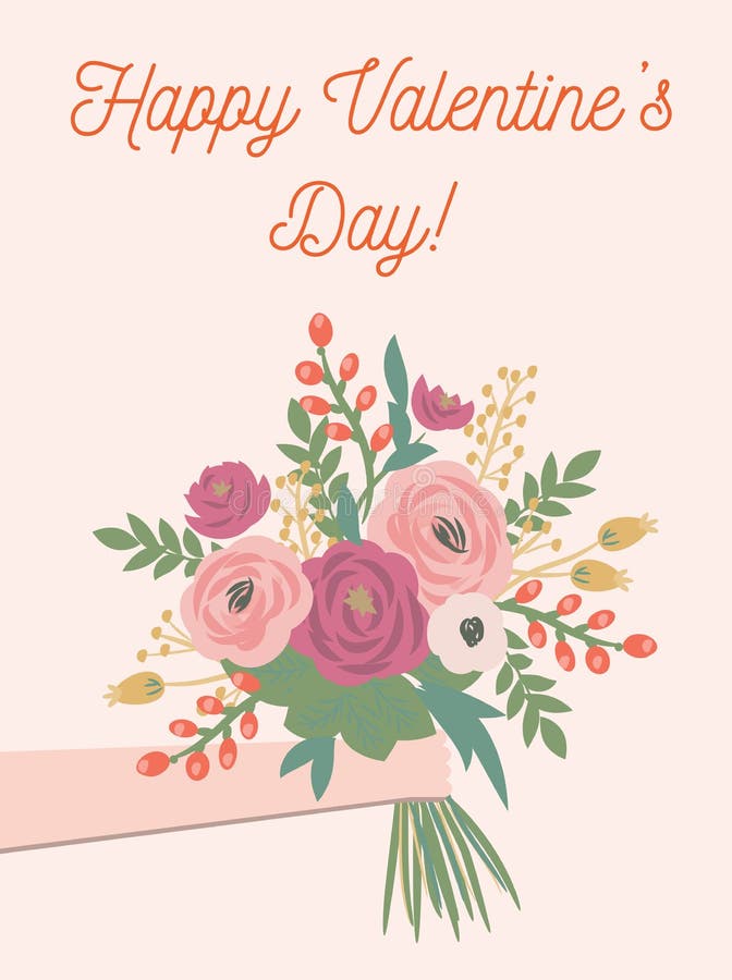 Mooie retro bloemenkaart voor Valentijnskaartendag stock illustratie Mooie retro bloemenkaart voor Valentijnskaartendag stock illustratie