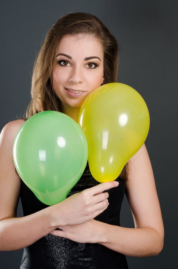 Mooie vrouw met ballons stock foto's Mooie vrouw met ballons stock foto's