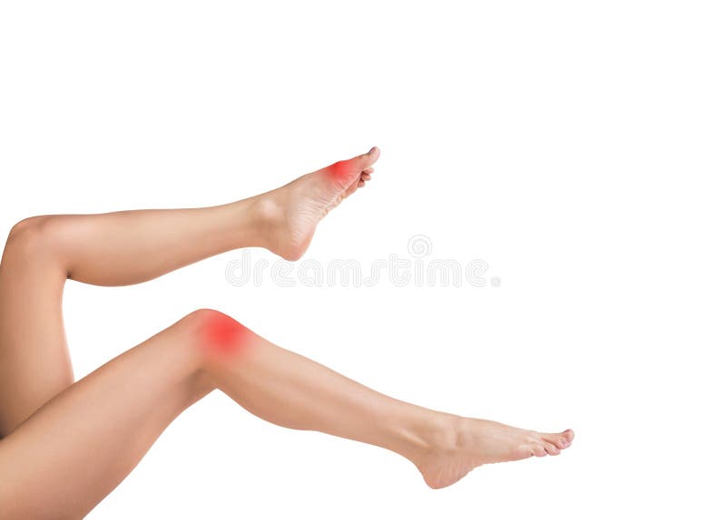Beautiful female legs with pain isolated on white background. Beautiful female legs with pain isolated on white background