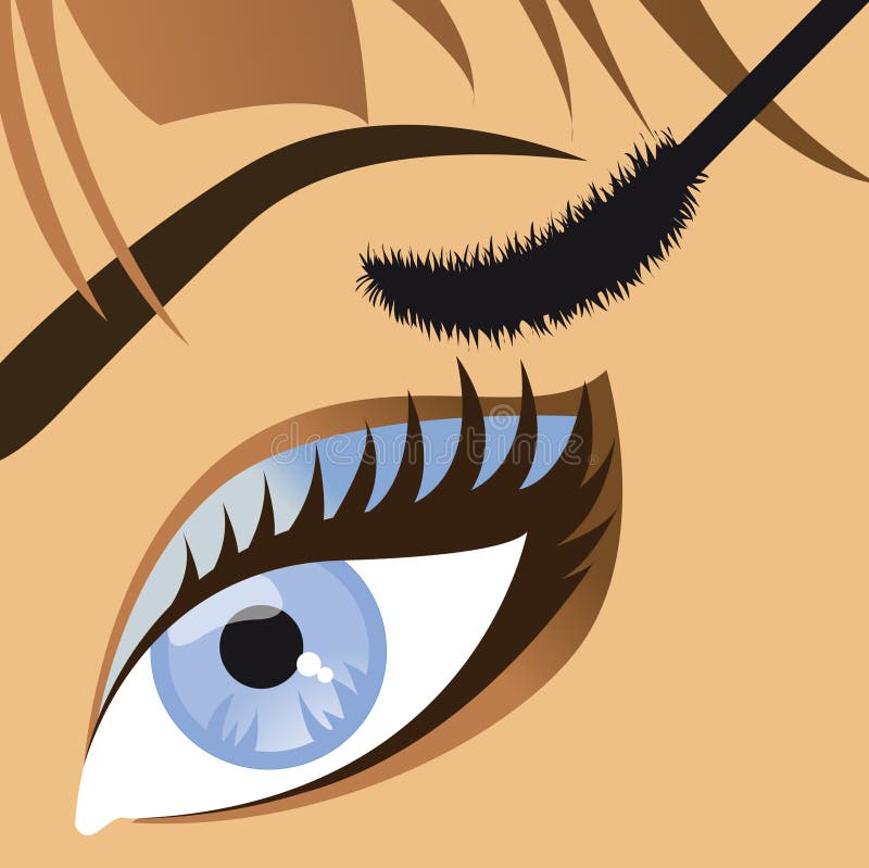 Make-up, mooi vrouwelijk oog, mascara. Vector stock illustratie