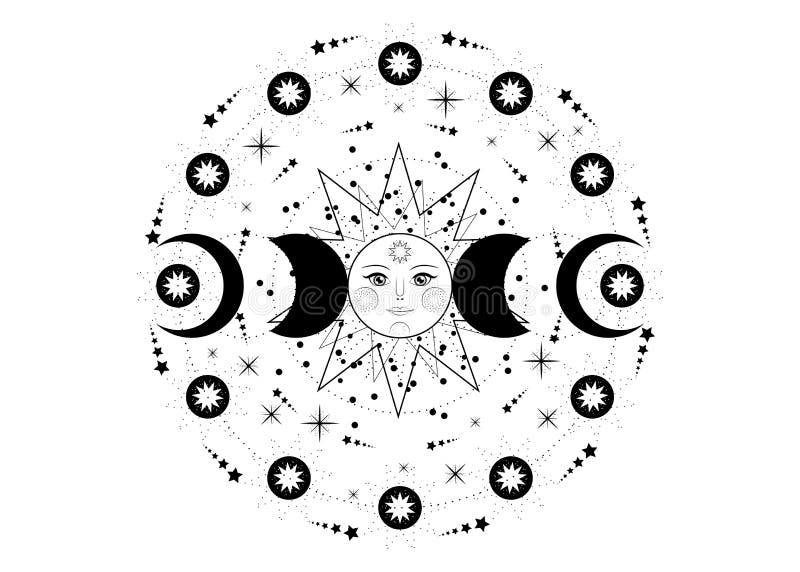 Moon Phase Mandala Stock Illustrations – 157 Moon Phase Mandala Stock ...