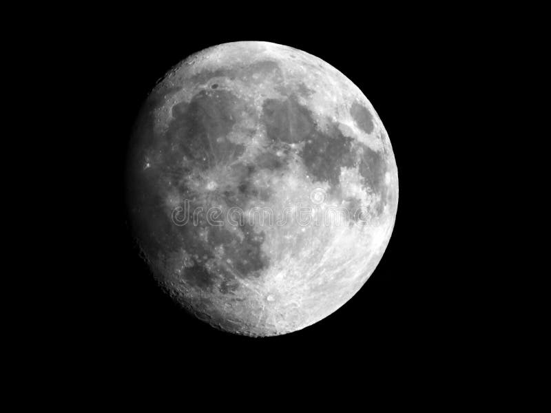 Moon Phase at 94 Illuminated Over NYS Stock Image - Image of